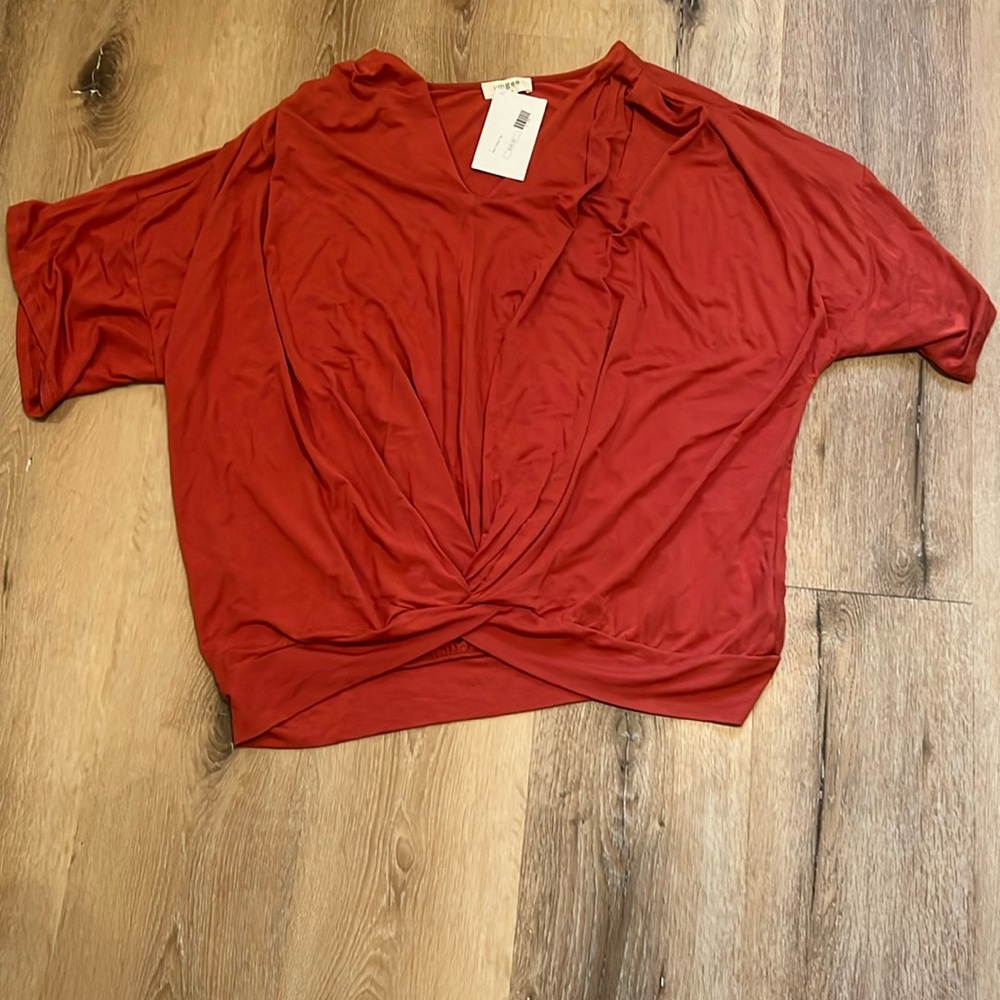 Umgee Bell V Neck Orange Top Large